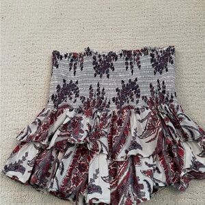 Isabel Marant Red and Gray Ruffle Mini Skirt